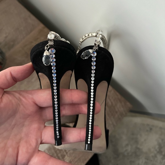 Jimmy Choo Saeda crystal suede heels - Picture 4 of 10